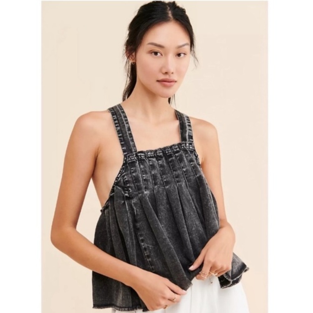 Free People Marina Denim Babydoll Top S